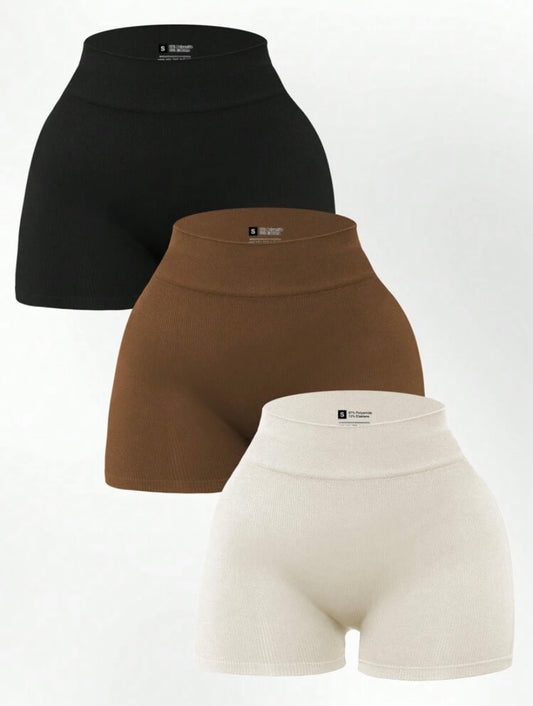 3pcs Women's Seamless
Yoga Shorts High Waist
Stretch Athletic Shorts
Set
