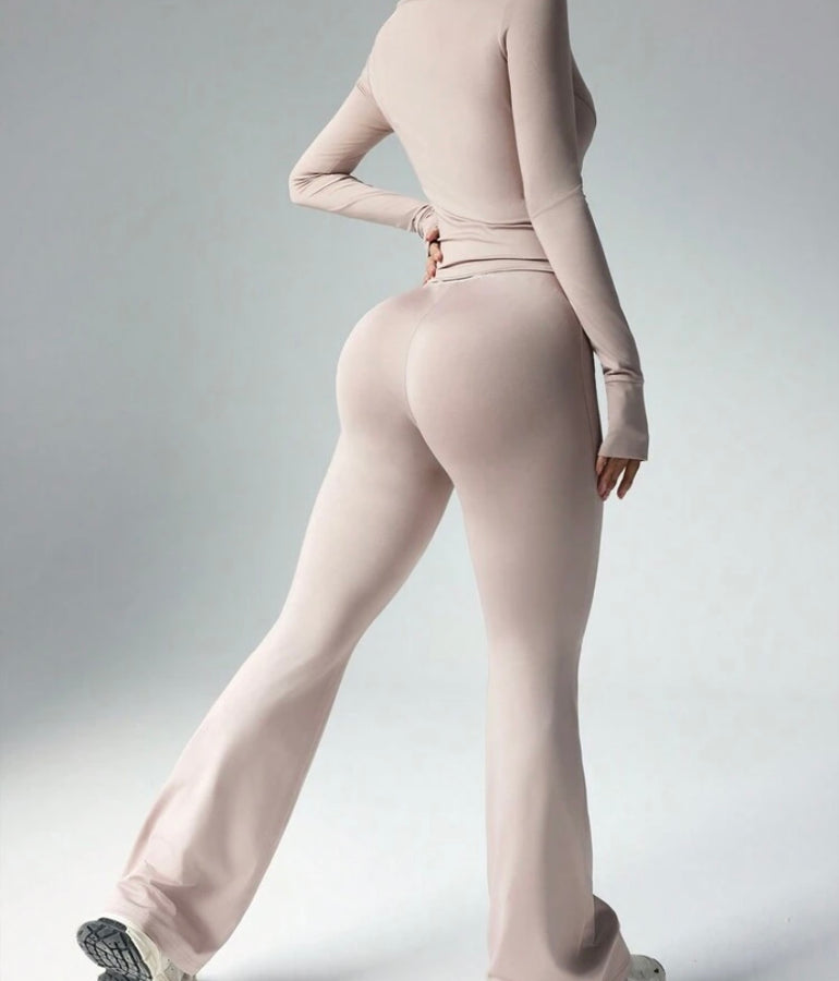Sport Studio Women Solid
Color Long Sleeve Top And
Slim Fit Pants Active Set