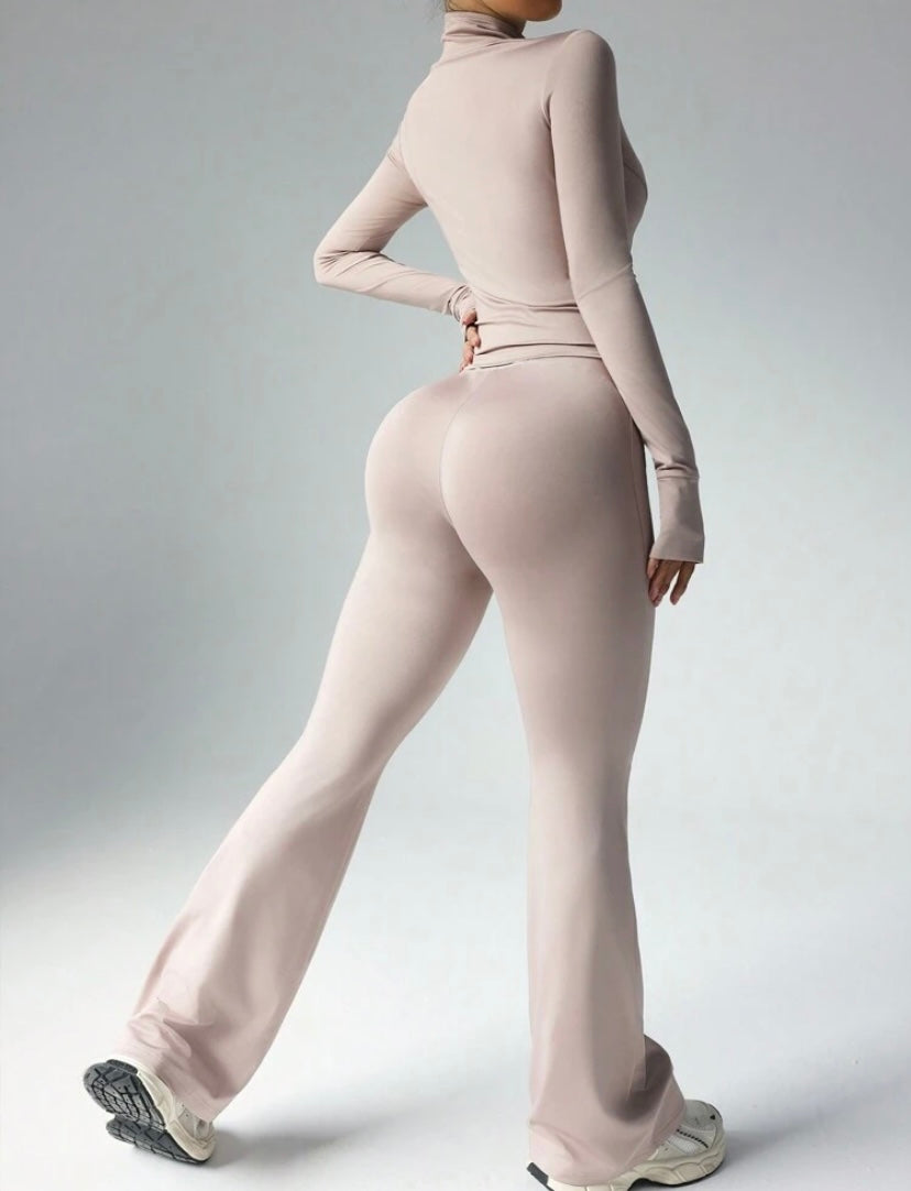 Sport Studio Women Solid
Color Long Sleeve Top And
Slim Fit Pants Active Set