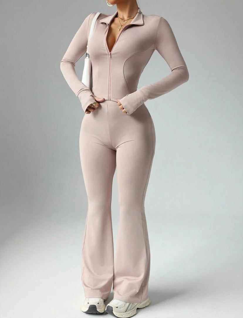 Sport Studio Women Solid
Color Long Sleeve Top And
Slim Fit Pants Active Set
