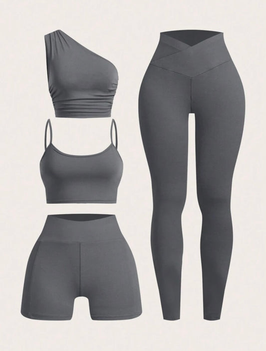 Women's 4 Piece Outfits Exercise Scoop Active Set